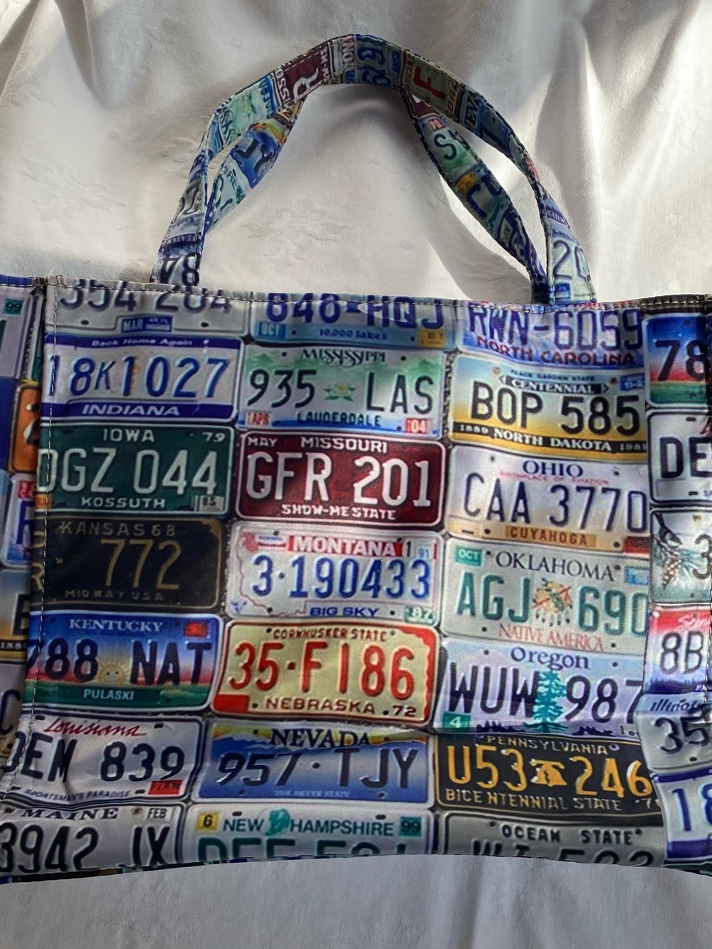 Colorful License Plate Print Tote Bag - Multicolor
